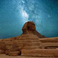 Milky Way Galaxy over the Sphinx in Giza, Egypt