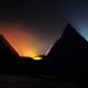 Pyramids at night in Giza, Egypt