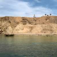 Shoreline with dirt hill in Egypt