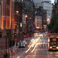 Victoria Street  with lights in Liverpool, England