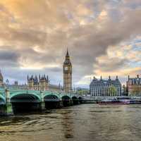 London with Victoria Bridge and Big Ben in England