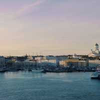 Helsinki Marina and Port at Dusk