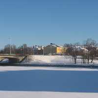 City of Oulu across a pond