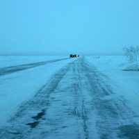 Ice road between the island and the mainland in Hailuoto, Finland