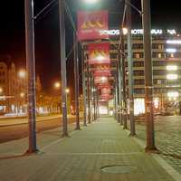 Panorama of the Town Square at night in Vaasa, Finland