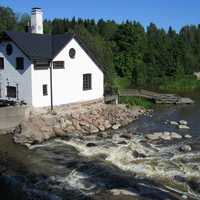 Rapids of river Vantaa in Finland landscape