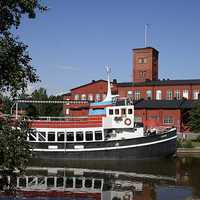 Ship by River Loimijoki in Forssa, Finland