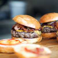 Burgers in a restaurant