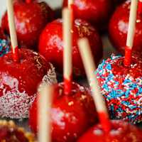 Candy apples coated in sweet shells