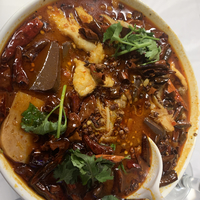 Chinese Sichuan dish of Spam, blood, and Tripe