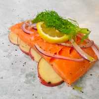 Fresh Salmon on Potatoes