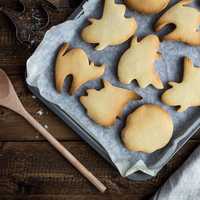 Ghost Shaped Cookies in a Pan