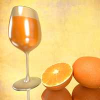Glass of Wine, Egg, and Orange