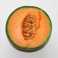 Half of an open Cantaloupe