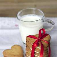 Heart Shaped cookies and milk