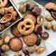 Pretzels and Nuts in a plate