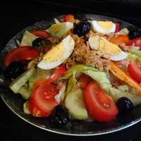 Salad with eggs and meats