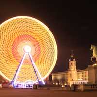 Lyon Night Time and Ferris Wheel