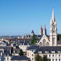 Downtown Caen and the Abbey of St. Étienne in France