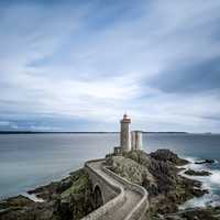 Landscape and lighthouse on the Rocks in Plouzané, France