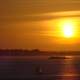 Orange Sunset beach landscape in St. Malo, France.