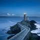 Path to the lighthouse at night in Plouzane, France