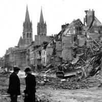 Ruins of Caen, France after World War II