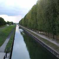 The banks of the Canal de l'Ourcq in Aulnay-Sous-Bois, France