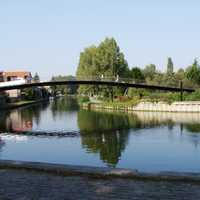 The Samarobriva footbridge towards the Saint-Pierre Park in Amiens, France