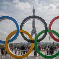 Olympic Rings around the Eiffel Tower