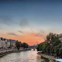 Paris sunset from the Pont Saint-Michel, France