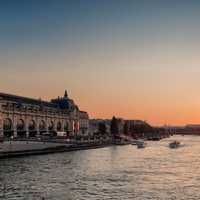 Sunset on the Seine in Paris, France