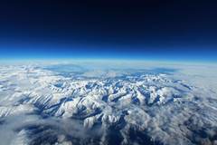 The snowy mountaintops of the Pyrenees