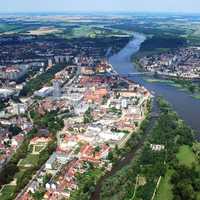 Aerial landscape View of the city of Frankfurt