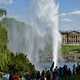 Fountains spraying water upwards