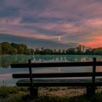 Overlooking the lake landscape in  Niederwaldsee, Bensheim, Germany