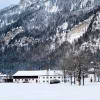 Snowy Landscape with Mountains in the background