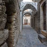 An alleyway of stone in Chois, Greece