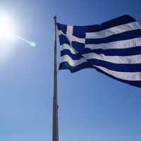 Greek Flag flowing in the wind