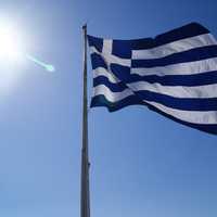 Greek Flag flowing in the wind