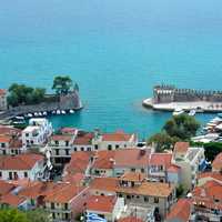 Nafpaktos; view from the fortress in Greece