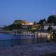 The northern side of the Venetian Old Fortress at night in Corfu, Greece