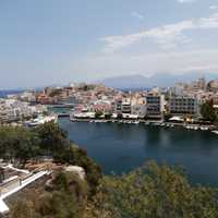 View of the port at Agios Nikolaos, Greece