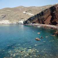 Beach and cliffs at Santorini, Greece