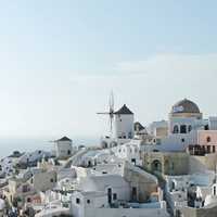 Looking at a town in Santorini