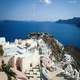 Looking at into the Sea from Oia, Santorini, Greece