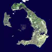 Satellite View of Santorini, Greece