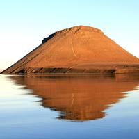 Mountain landscape above the lake in Greenland