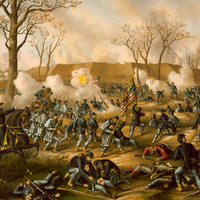 battle-of-fort-donelson-painting-with-troops-firing-american-civil-war