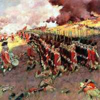 Painting of British Troops marching up the hill at the Battle of Bunker Hill